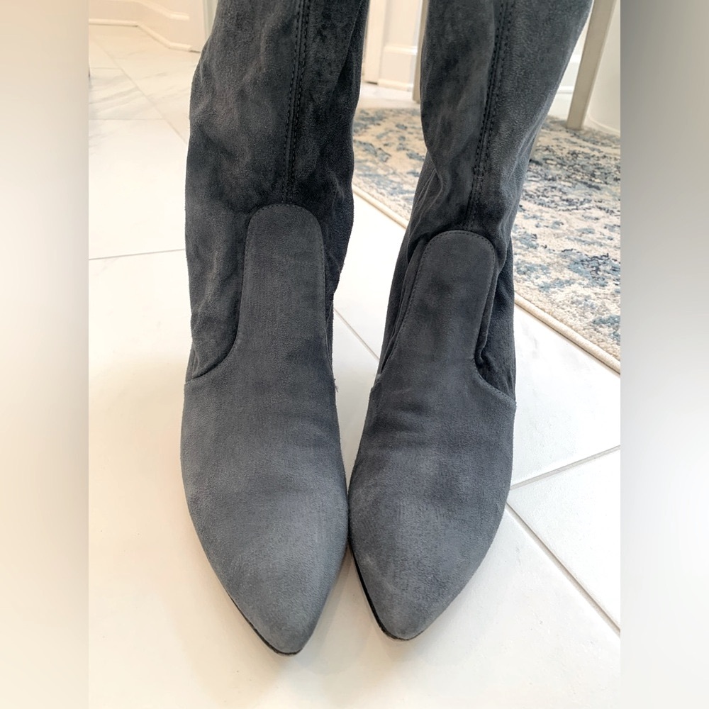 Stuart Weitzman Blue/Dark Gray Suede Ankle Boots - Picture 6 of 16